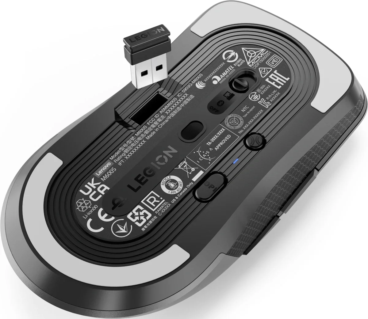 Мышь Lenovo Legion M600s Qi Wireless Gaming темно-серый оптическая 19000dpi беспров. BT/Radio USB 5but (GY51H47355) изображение 14