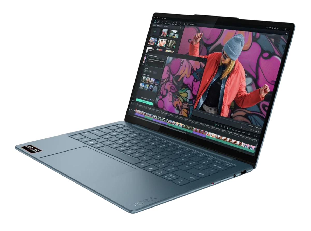 Ноутбук/ Lenovo Yoga Slim 7 14AKP10 14"(2880x1800 OLED)/AMD Ryzen AI 7  350(2Ghz)/32768Mb/1024PCISSDGb/noDVD/Int:AMD Radeon 860M/Cam/BT/WiFi/70WHr/war 1y/1.19kg/tidal teal/Win11Home + 65W, RU kbd (83JY000ARK) изображение 1