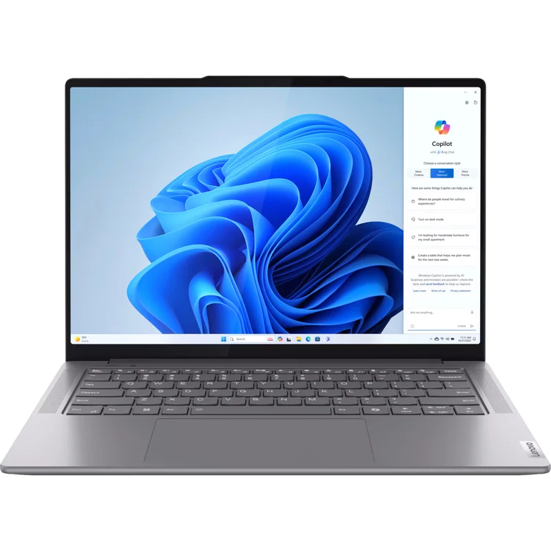 Ноутбук/ Lenovo Yoga Pro 7 14AHP9 14.5"(3072x1920 IPS)/AMD Ryzen 7 8845HS(3.8Ghz)/16384Mb/1024SSDGb/noDVD/Ext:nVidia GeForce RTX3050(6144Mb)/Cam/BT/WiFi/73WHr/war 1y/1.64kg/luna grey/Win11Home + 140W, (83E3001NRU) изображение 1