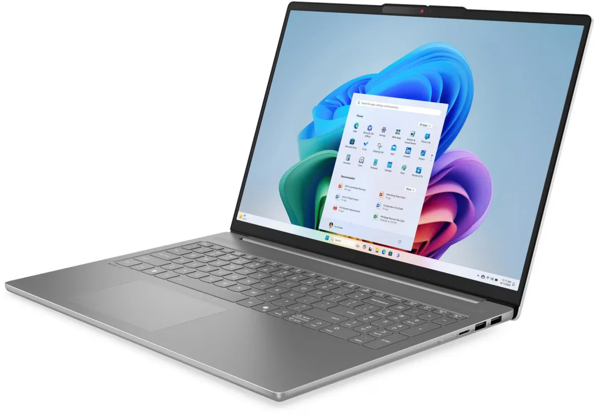 Ноутбук/ Lenovo IdeaPad Slim 5 16AHP10 16"(2880x1800 OLED)/AMD Ryzen 7 8845HS(3.8Ghz)/16384Mb/512PCISSDGb/noDVD/Int:AMD Radeon 780M/Cam/BT/WiFi/80WHr/war 1y/1.76kg/luna grey/noOS + 100W, RU kbd (83HW000HRK) изображение 1