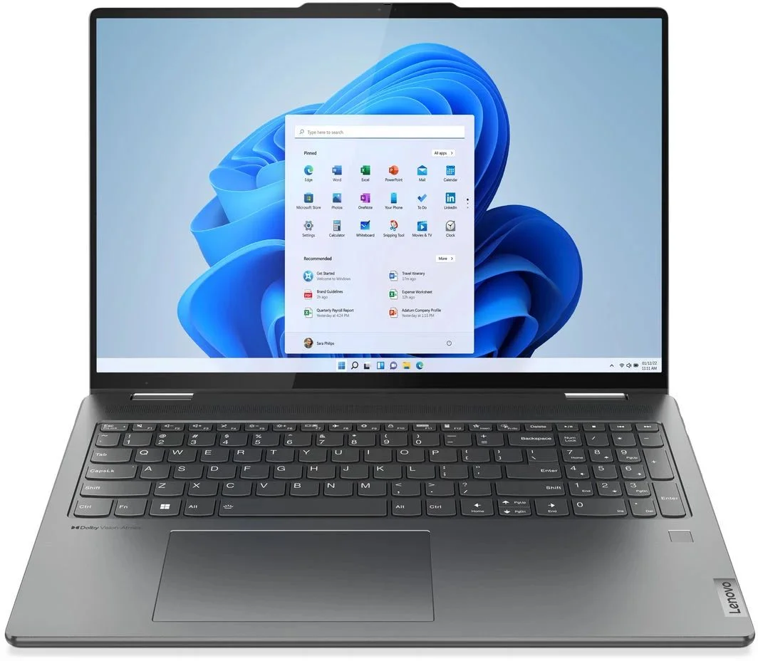 Ноутбук Lenovo Yoga 7 16IRL8 Core i5 1340P 16Gb SSD512Gb Intel Iris Xe graphics 16" IPS Touch 2.5K (2560x1600) Windows 11 Home grey WiFi BT Cam (82YN005MRU) изображение 1
