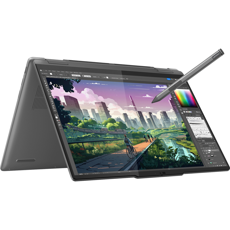 Ноутбук/ Lenovo Yoga 7 2-in-1 14AHP9 14"(1920x1200 IPS)/Touch/AMD Ryzen 7 8840HS(3.3Ghz)/16384Mb/1024SSDGb/noDVD/Int:AMD Radeon 780M/Cam/BT/WiFi/71WHr/war 1y/1.61kg/storm grey/Win11Home + 65W, Pen, RU (83DK006RRK) изображение 1